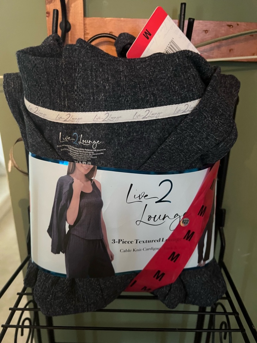 Live 2 Lounge 3-Piece Textured Loungewear Set - Charcoal Gray